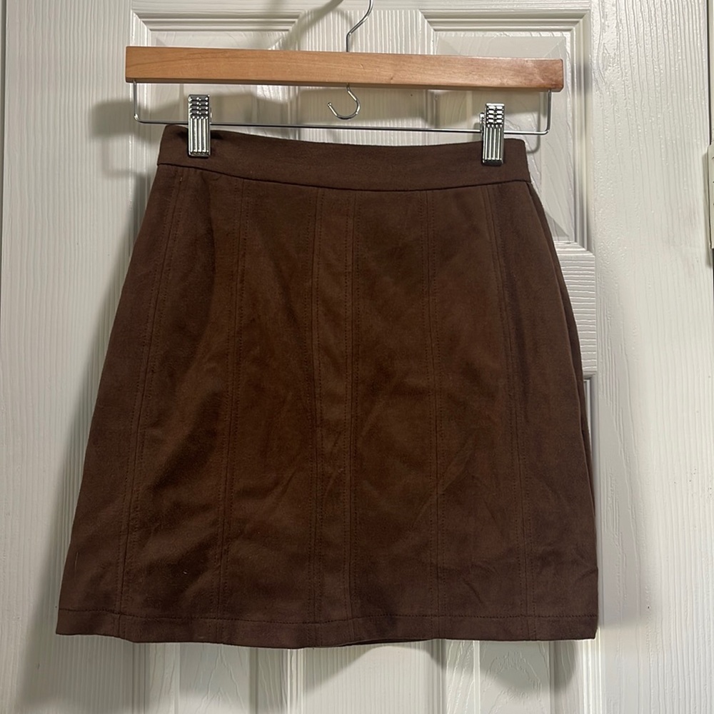 Sienna Sky Brown Faux Suede Mini Skirt